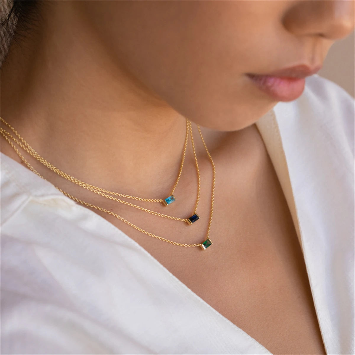 Stainless Steel December Birthstone Necklace 12 Birthstone Pendant Women's collarbone chain necklace