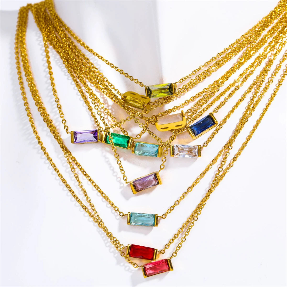 Stainless Steel December Birthstone Necklace 12 Birthstone Pendant Women's collarbone chain necklace