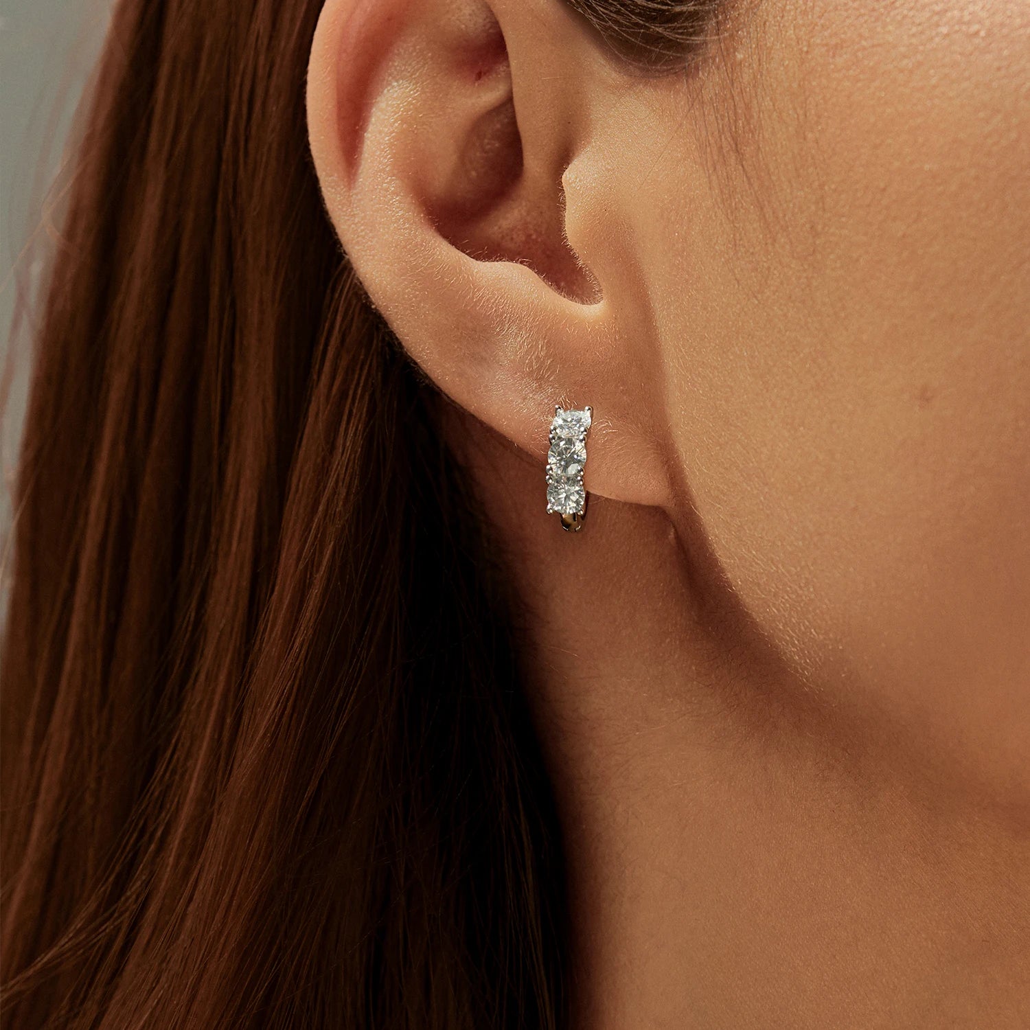 MODIAN D Color Moissanite Classic Ear Buckle 925 Sterling Silver Trendy Round Stackable Hoop Earrings For Women Fine Jewelry