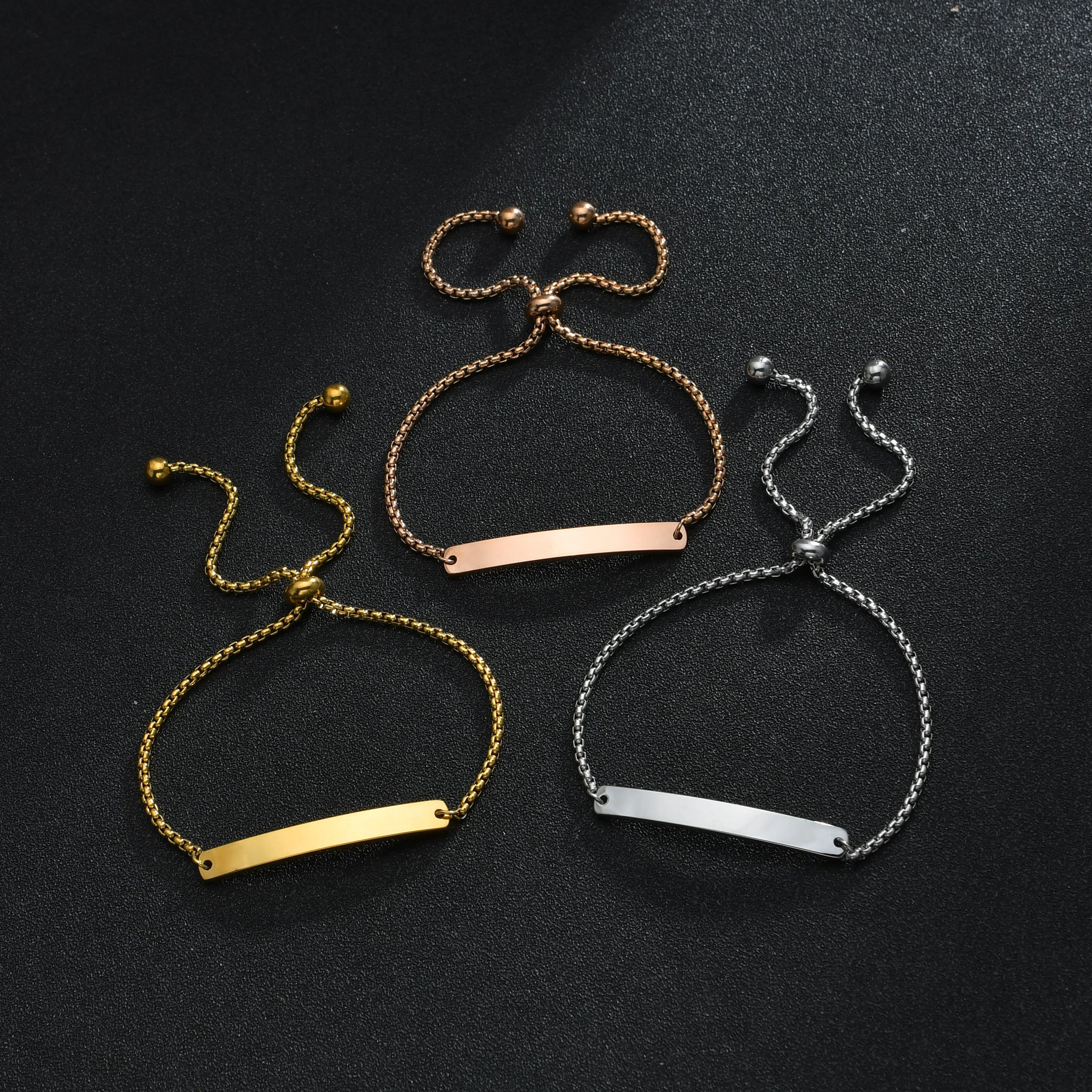 Stainless Steel Children Kids Baby Bracelets Hand Chain Blank Bar Adjustable Kid Baby Bracelet Birthday Christmas Jewelry Gift