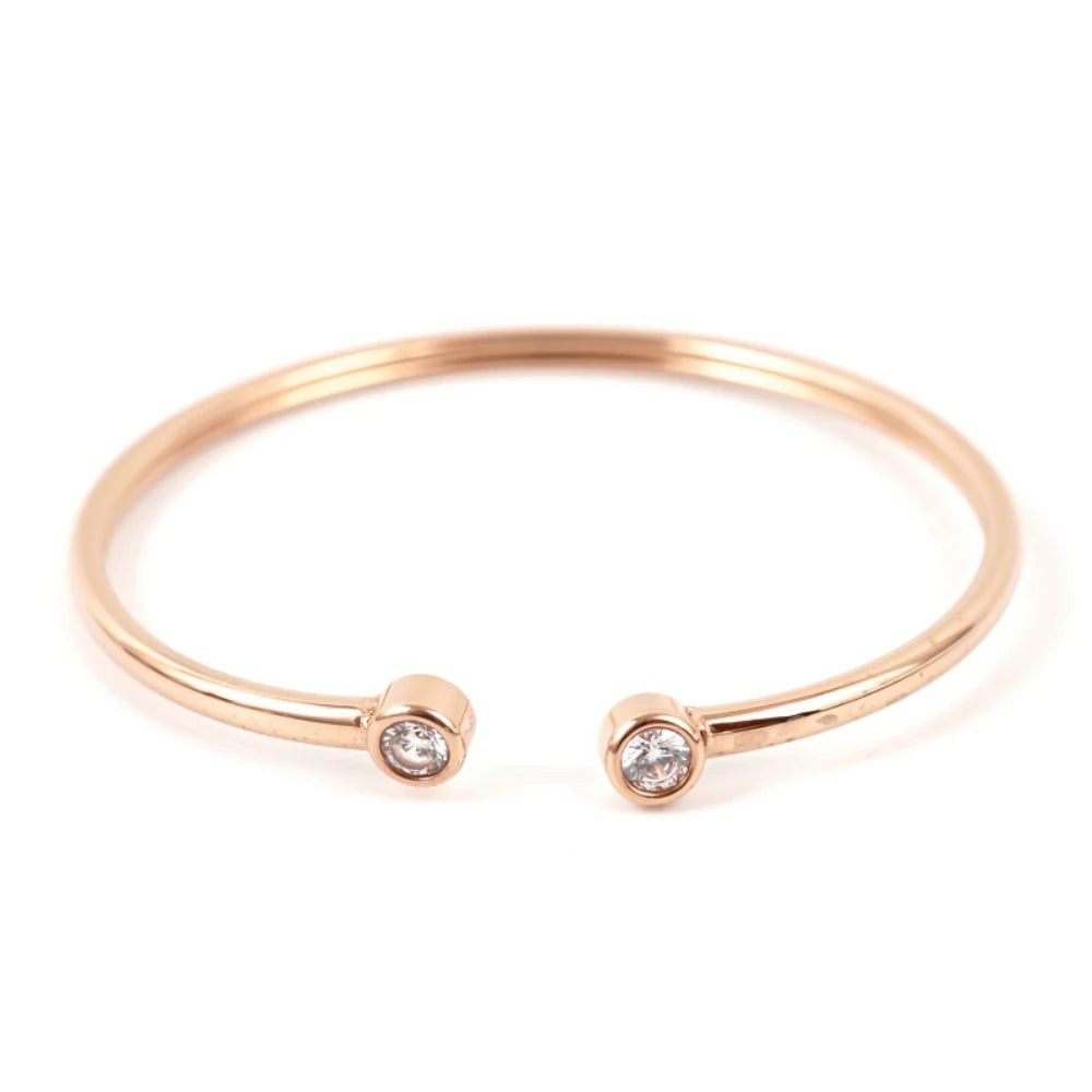 Stainless Steel Bracelet Open Cuff Bangles for Women Gold Color Simple Luxury Jewelry Gift