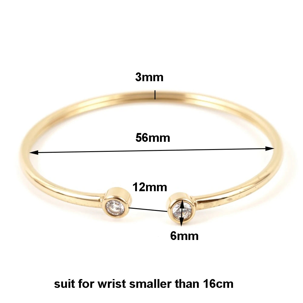 Stainless Steel Bracelet Open Cuff Bangles for Women Gold Color Simple Luxury Jewelry Gift