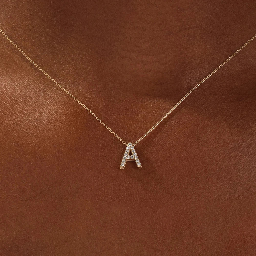 Delicate CZ Zircon Tiny Initial Letter Collar Necklace Fashion Gold Plated Alphabet Letter Charms Pendant Jewelry Statement Gift