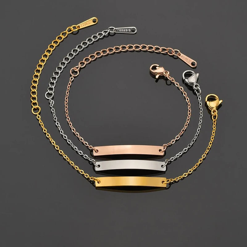 Stainless Steel Children Kids Baby Bracelets Hand Chain Blank Bar Adjustable Kid Baby Bracelet Birthday Christmas Jewelry Gift