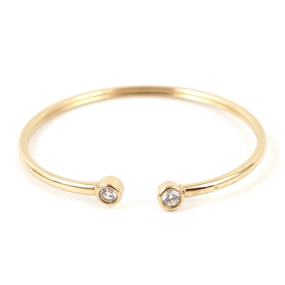 Stainless Steel Bracelet Open Cuff Bangles for Women Gold Color Simple Luxury Jewelry Gift