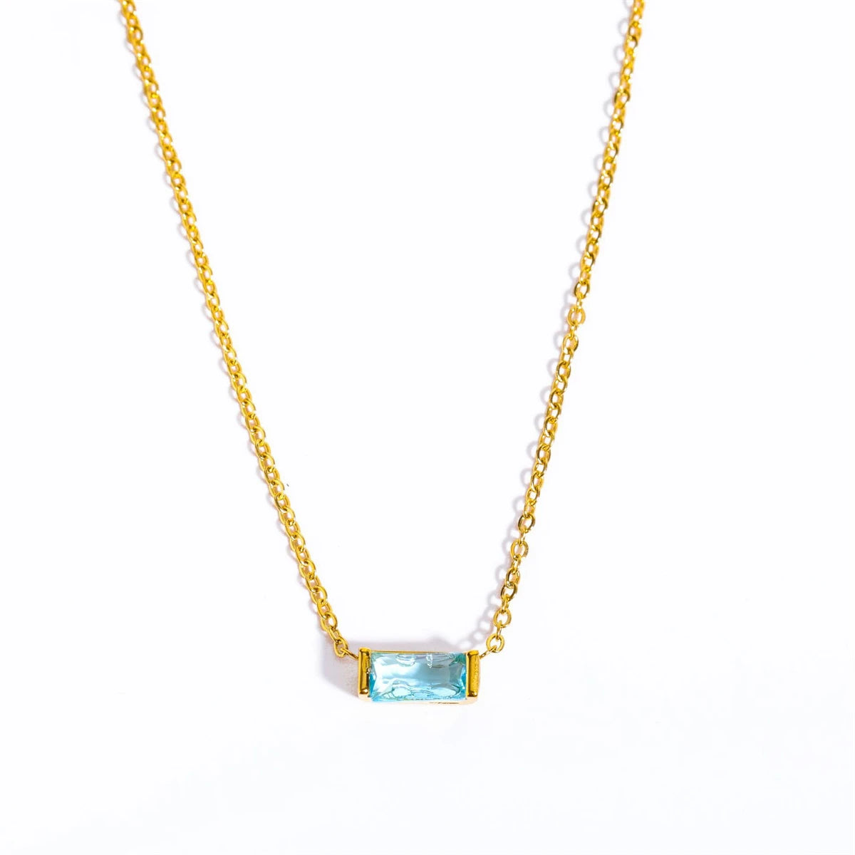 Stainless Steel December Birthstone Necklace 12 Birthstone Pendant Women's collarbone chain necklace