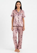 Blush Pink Floral Satin Pyjama Set