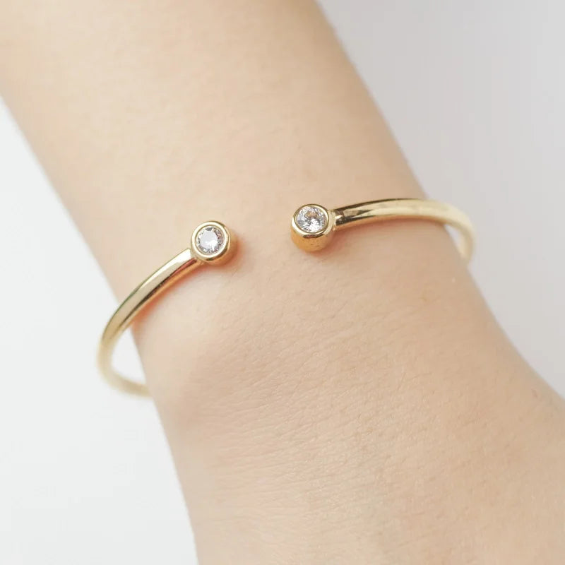 Stainless Steel Bracelet Open Cuff Bangles for Women Gold Color Simple Luxury Jewelry Gift