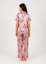 Blush Pink Floral Satin Pyjama Set