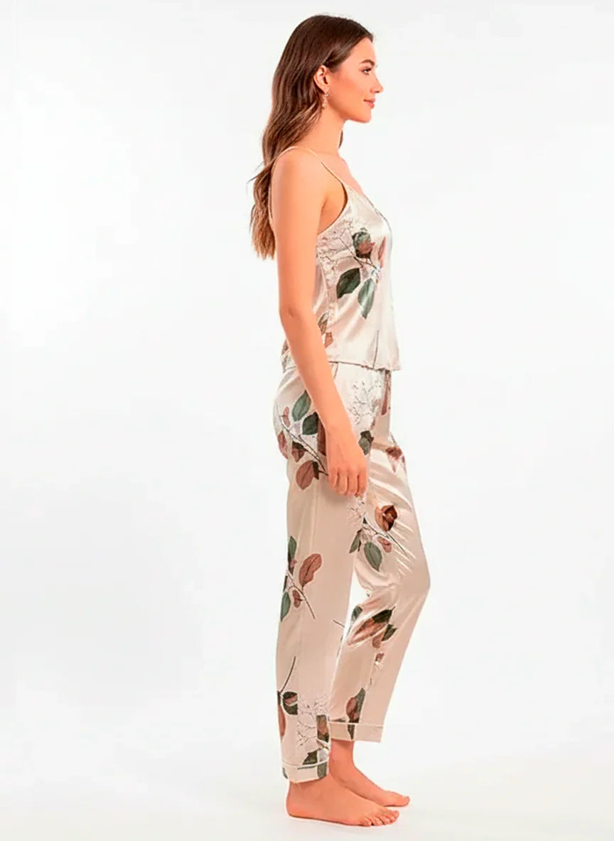 Women’s Satin Leaf Pyjama Set
