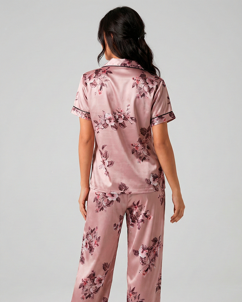 Blush Peony Silk-Touch Pyjamas