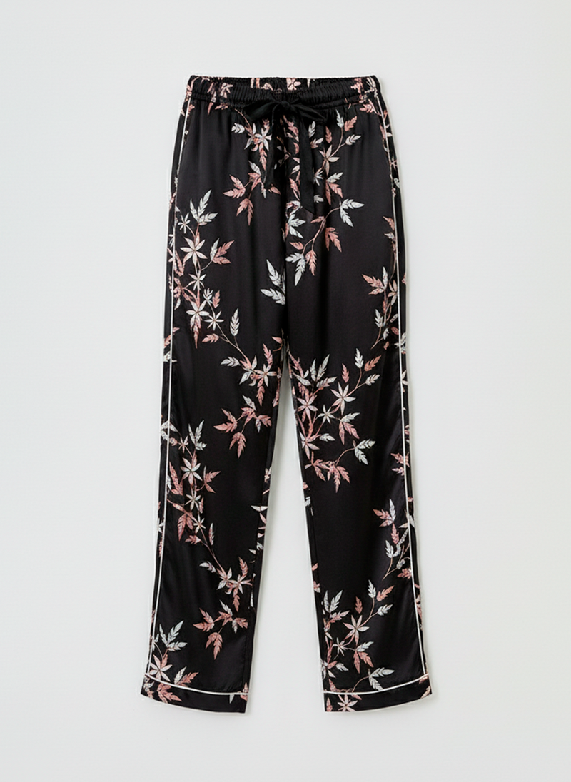 Midnight Leaf Satin Pyjama Set