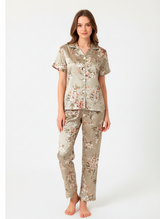 Champagne Floral Satin Pyjama Set