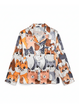 Women’s Satin Cozy Cat Pyjama Set