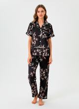 Midnight Leaf Satin Pyjama Set