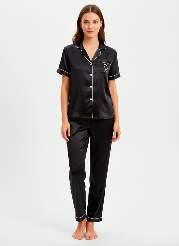 Women’s Satin Love Trousers Pyjama Set