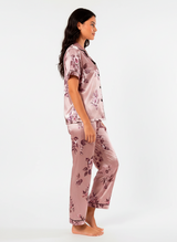 Blush Pink Floral Satin Pyjama Set