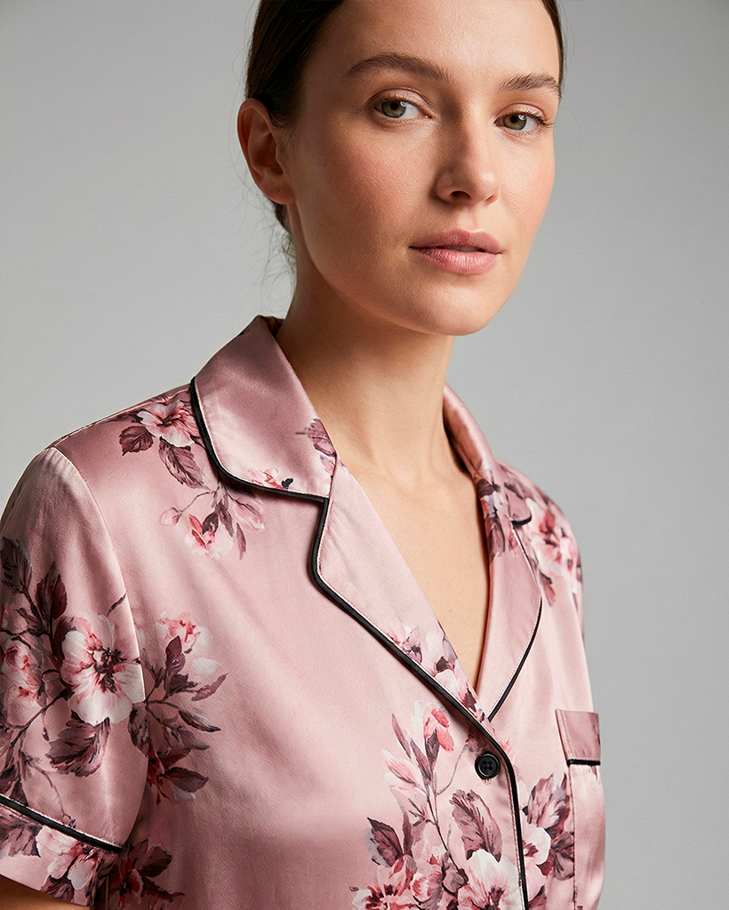 Blush Peony Silk-Touch Pyjamas