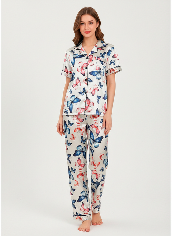 Women’s Satin Elegance Butterfly Pyjama Set