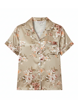 Champagne Floral Satin Pyjama Set