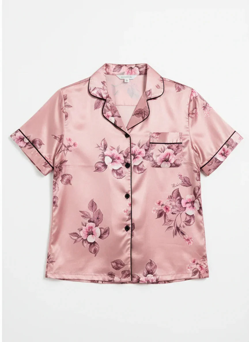 Blush Peony Silk-Touch Pyjamas