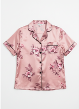 Blush Pink Floral Satin Pyjama Set