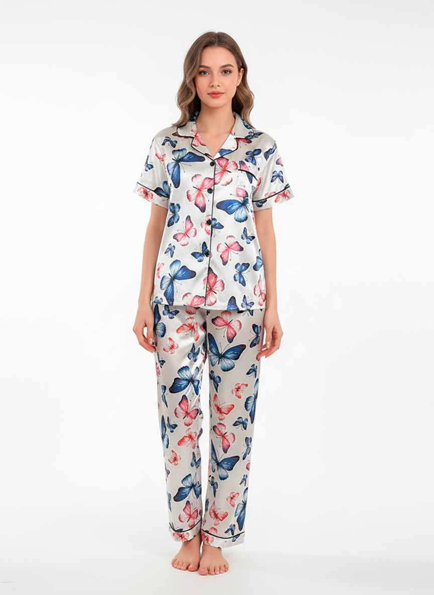 Butterfly Satin Pyjama Set