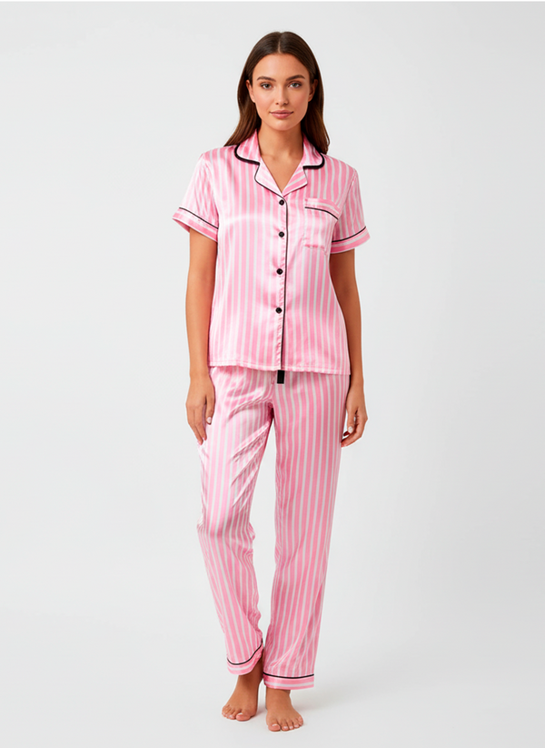 Pink Stripes Satin Set