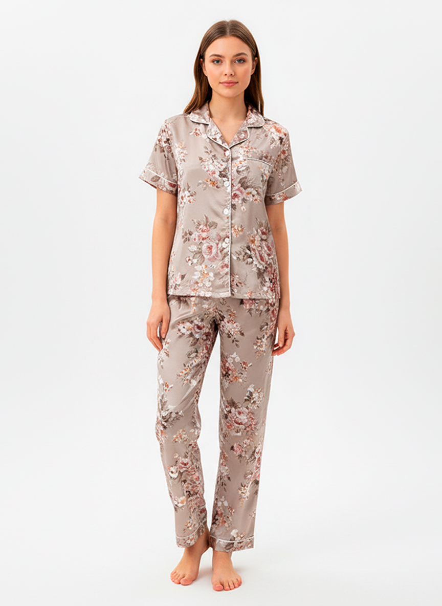 Women’s Satin Winter Bloom Pyjama Set
