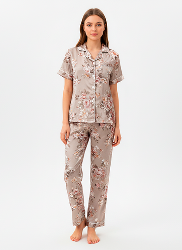 Women’s Satin Winter Bloom Pyjama Set