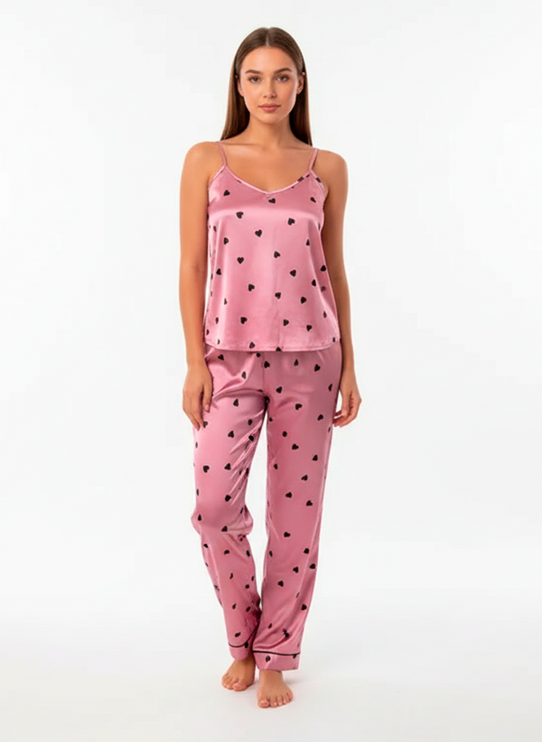 Women’s Satin Heartlight Love Pyjama Set