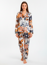 Women’s Satin Cozy Cat Pyjama Set