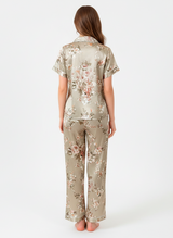 Champagne Floral Satin Pyjama Set