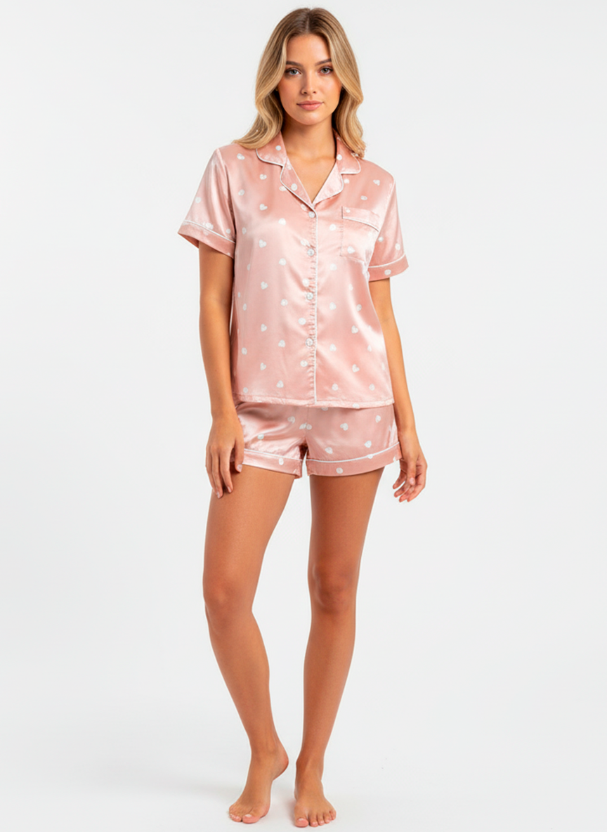 Women’s Satin Sweetheart Pyjama Set