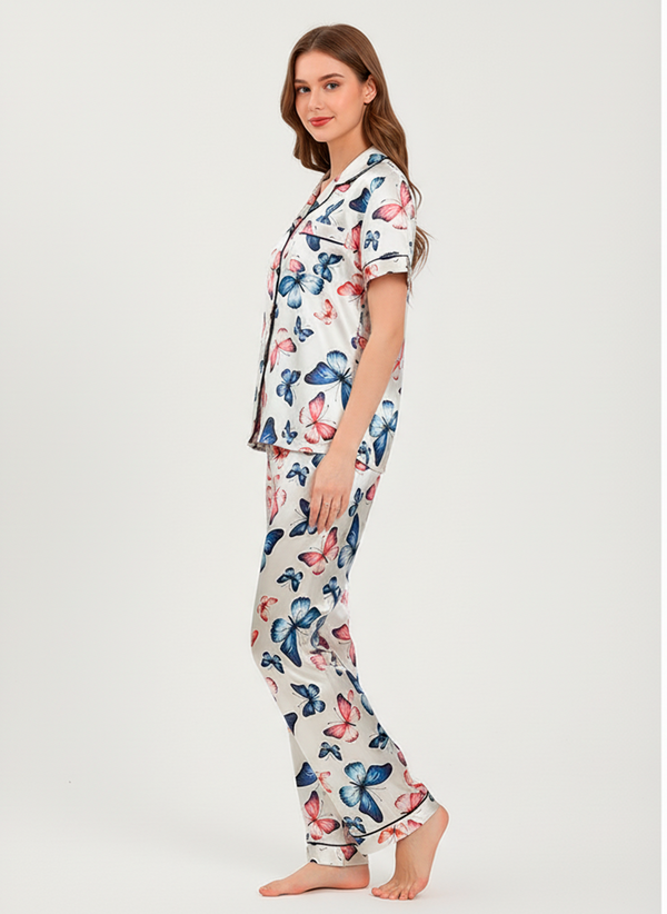 Women’s Satin Elegance Butterfly Pyjama Set