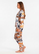 Women’s Satin Cozy Cat Pyjama Set