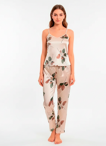Women’s Satin Leaf Pyjama Set