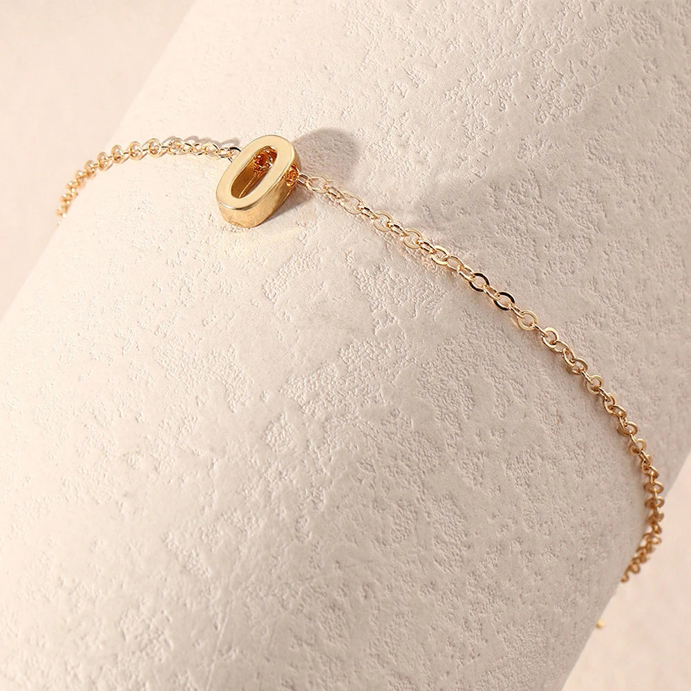 eManco DIY Capital Initial Letter Bracelet Stainless Steel Jewelry Simple Gold Plated Accessories Girl Valentine's Day Gift