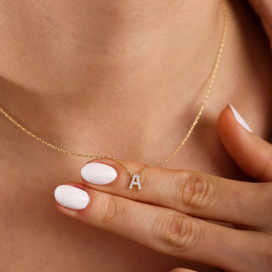 Delicate CZ Zircon Tiny Initial Letter Collar Necklace Fashion Gold Plated Alphabet Letter Charms Pendant Jewelry Statement Gift