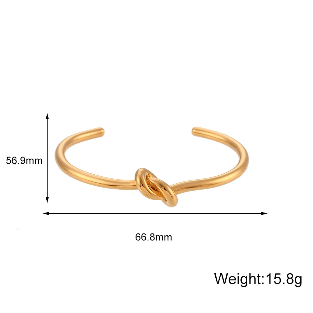 2022 New Fashion Minimalist 18K Gold Plated Knot Cuff Bangle Bracelets For Women Stainless Steel Waterproof Jewelry For  Female