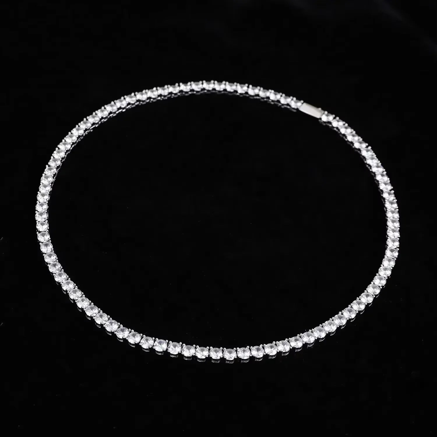 925Sterling Silver Necklace Zircon Chain Necklace Women Fashion Simple Engagement Wedding Charm Jewelry  2MM/4MM 40-50CM