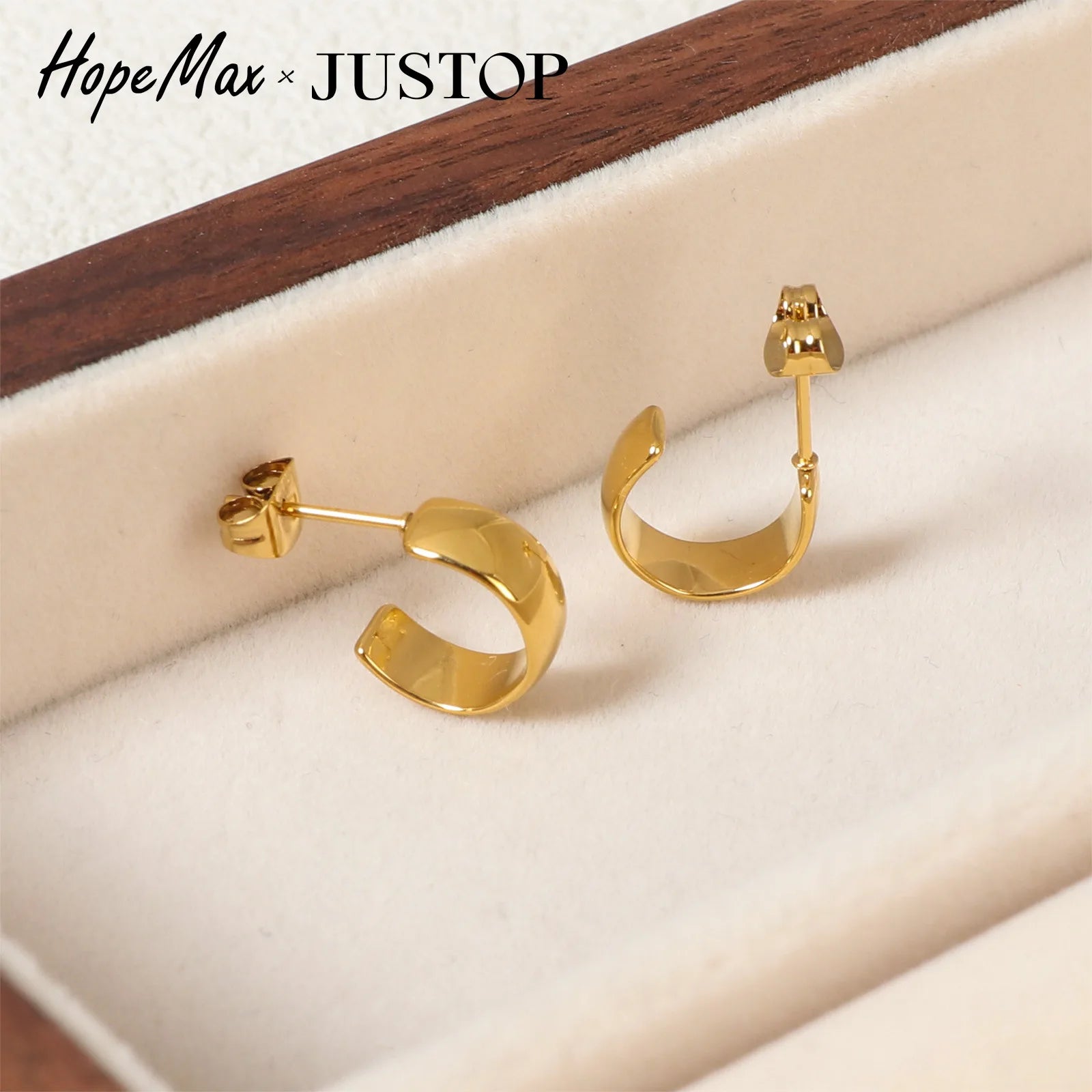 Gold Plated Stainless Steel Small Circle Hoop Earrings Smooth Surface Fashionable Simple Design Ear Jewelry for Women
