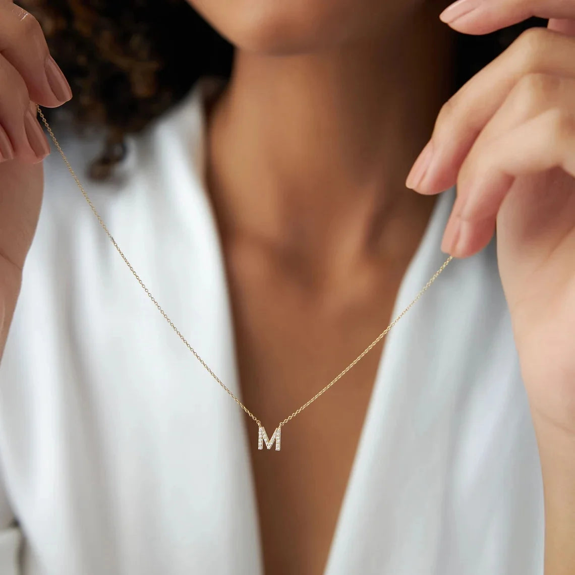 Delicate CZ Zircon Tiny Initial Letter Collar Necklace Fashion Gold Plated Alphabet Letter Charms Pendant Jewelry Statement Gift